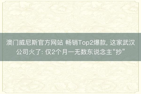 澳门威尼斯官方网站 畅销Top2爆款, 这家武汉公司火了: 仅2个月一无数东说念主“抄”