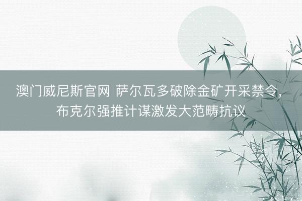 澳门威尼斯官网 萨尔瓦多破除金矿开采禁令, 布克尔强推计谋激发大范畴抗议