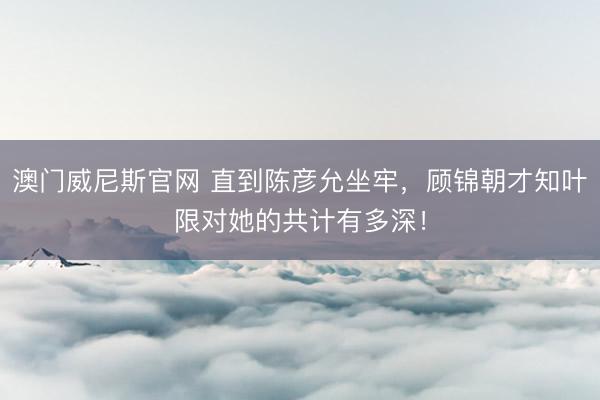 澳门威尼斯官网 直到陈彦允坐牢，顾锦朝才知叶限对她的共计有多深！