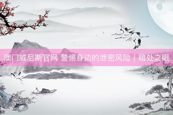 澳门威尼斯官网 警惕身边的泄密风险｜暗处之眼