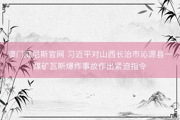 澳门威尼斯官网 习近平对山西长治市沁源县一煤矿瓦斯爆炸事故作出紧迫指令